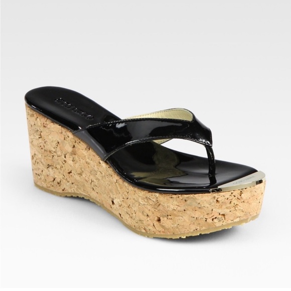 Jimmy Choo Shoes - Jimmy Choo Stylish Black Wedge Sandals